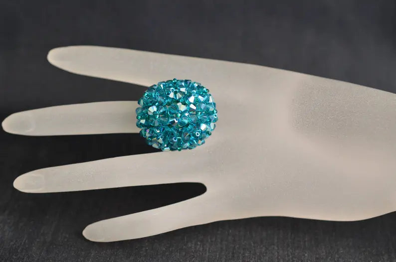 Crystal ring, Emerald ab