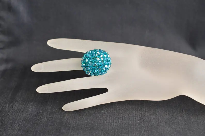 Crystal ring, Emerald ab