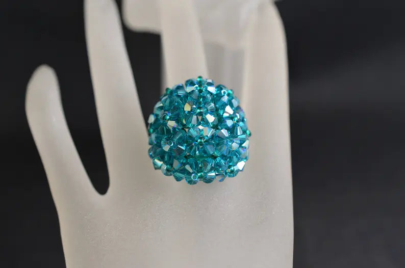 Crystal ring, Emerald ab