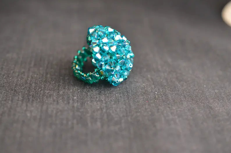 Crystal ring, Emerald ab