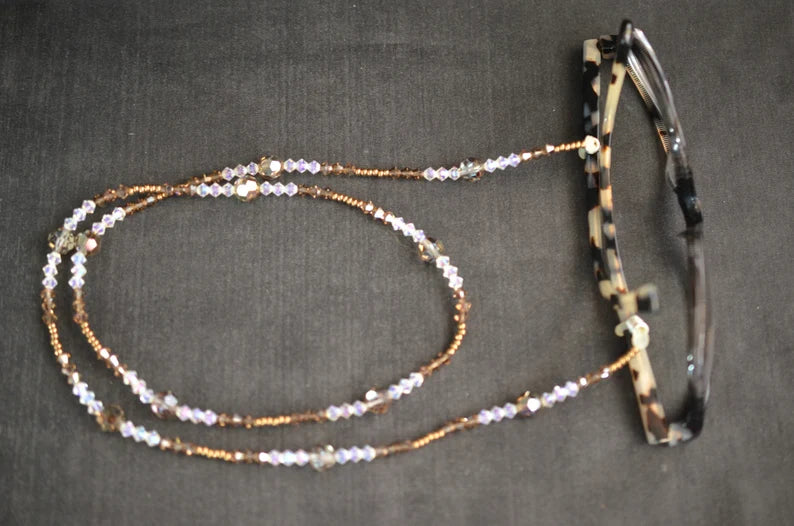 Crystal bezel cord, bronze, shimmer crystal, luxury