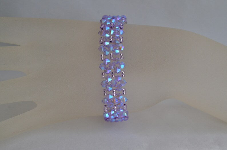 Crystal bracelet, cuff, woman, purple ab2x, fashion accessory, luxury