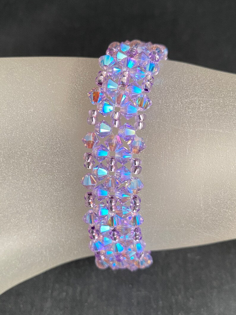 Crystal bracelet, cuff, woman, purple ab2x, fashion accessory, luxury