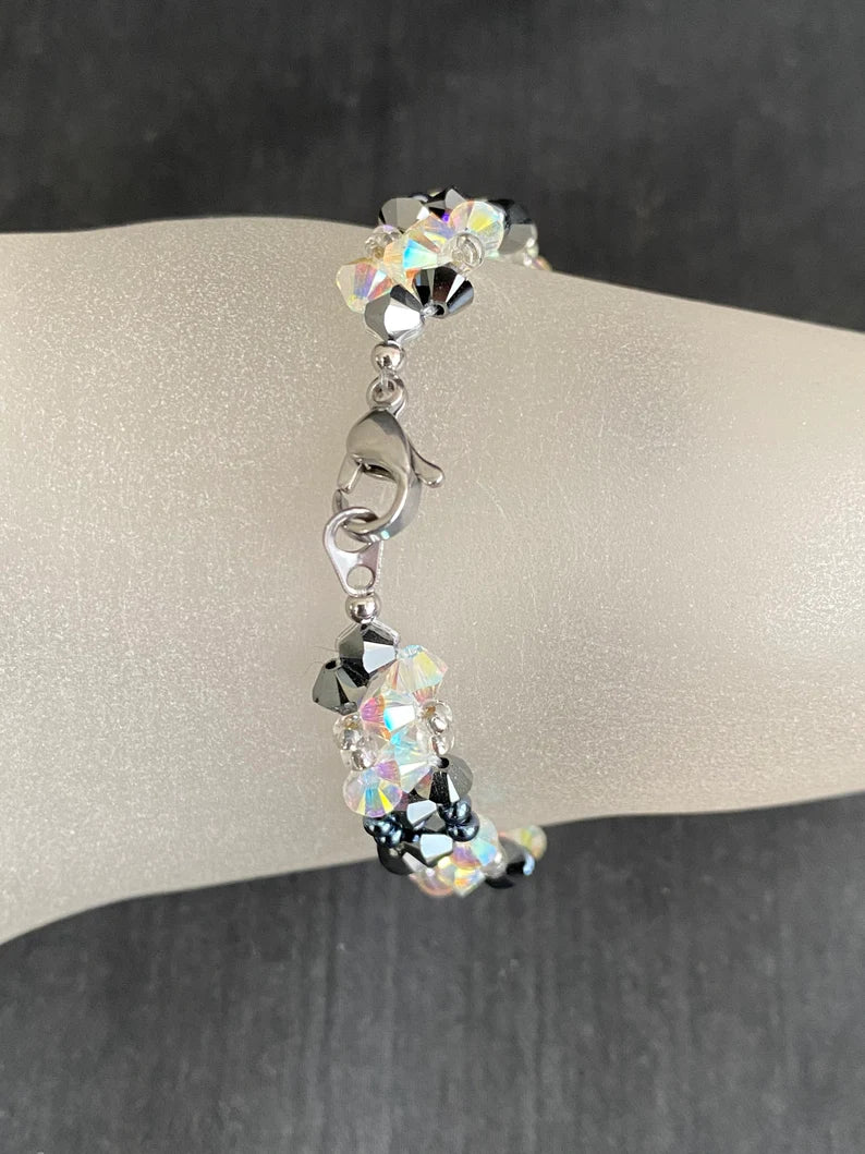 Crystal bracelet, ab2x crystal, light chrome crystal 2x