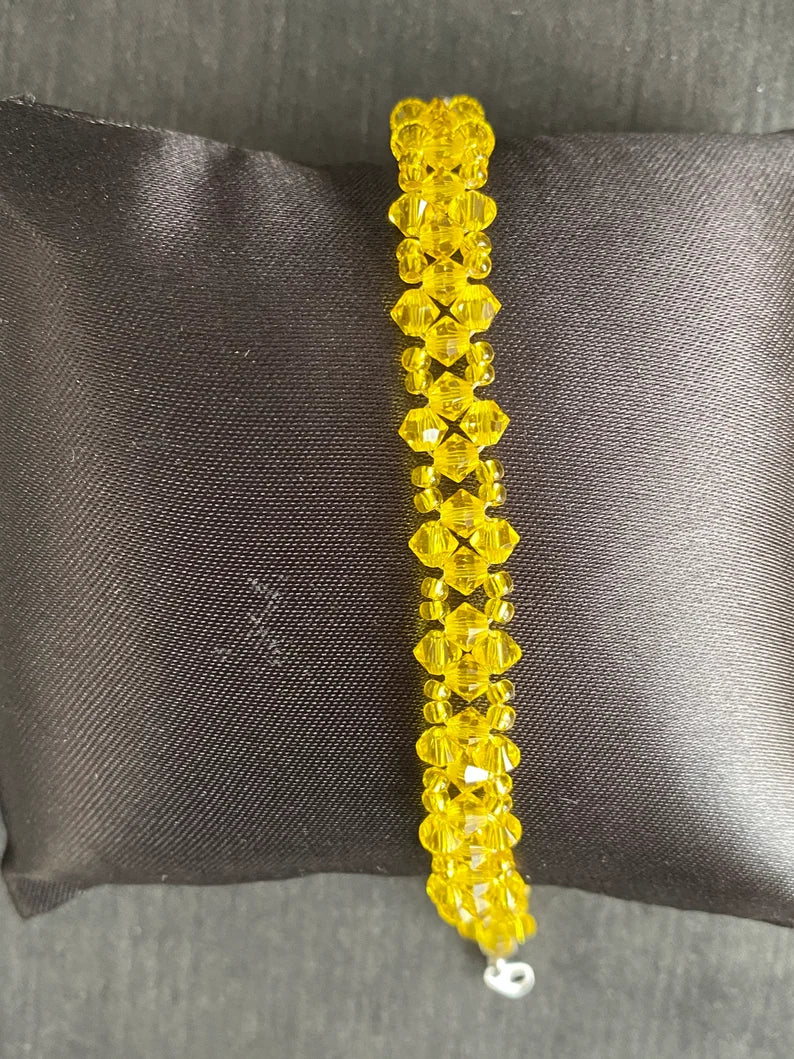 Crystal bracelet, citrine, yellow