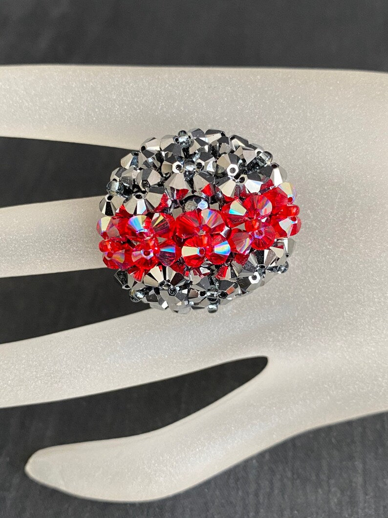 Bague en cristal de Swarovski®, crystal light chrome 2x, light siam
