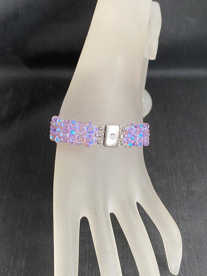 Crystal bracelet, cuff, woman, purple ab2x, fashion accessory, luxury