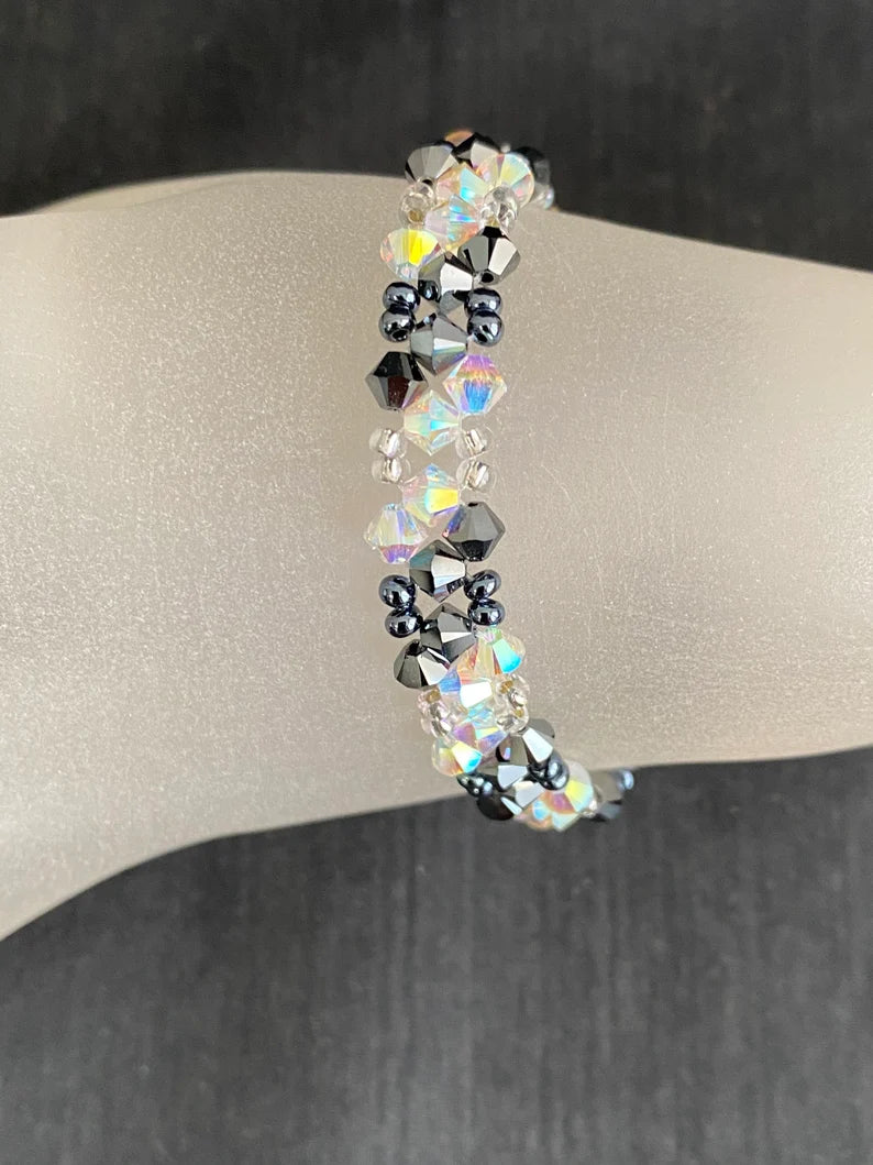 Crystal bracelet, ab2x crystal, light chrome crystal 2x