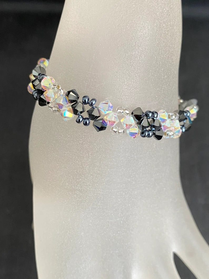 Crystal bracelet, ab2x crystal, light chrome crystal 2x