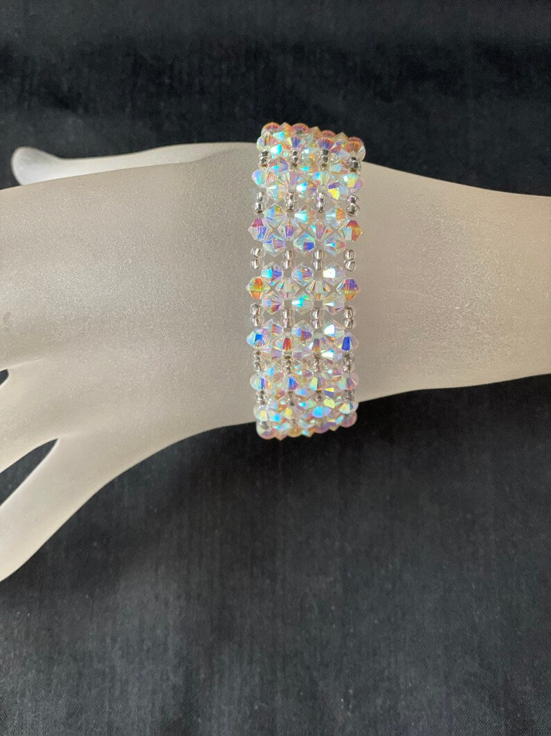 Crystal bracelet, ab2x crystal, rhinestone clasp