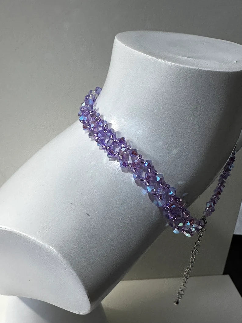 Ras de cou en cristal, chic, bijou luxe, femme, mode, violet ab2x