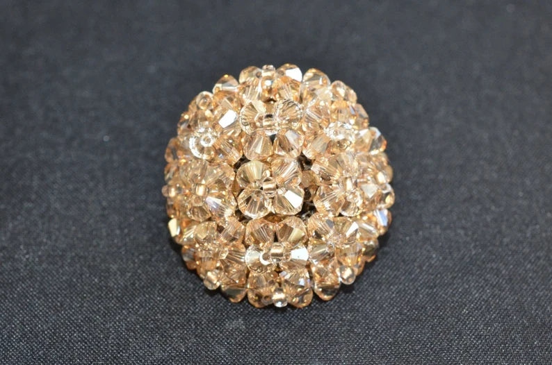 Crystal ring, ball, crystal golden shadown, gold