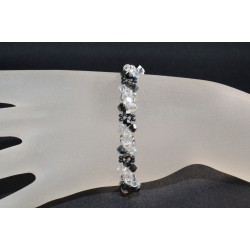 Bracelet fin en cristal Swarovski crystal moonlight et hématite 2x