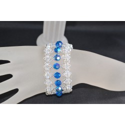 Bracelet cristal  Swarovski "Un jour une nuit" crystal moonlight et capri blue ab
