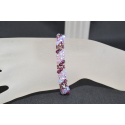 Bracelet fin en cristal Swarovski violet ab2x et fuschia electra