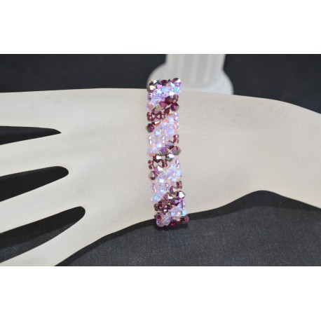 Bracelet cristal Swarovski large diagonal fuschia electra-violet ab2x