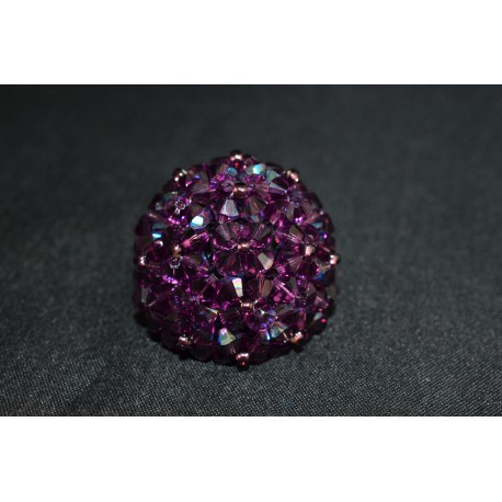 Bague cristal de Swarovski boule purple velvet ab