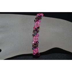 Bracelet fin cristal Swarovski fuschia electra et rose ab fermoir aimanté 