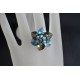 Bague cristal de Swarovski jolie fleur bronze shade et aquamarine ab2x