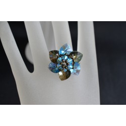Bague en cristal, fleur bronze shade, aquamarine ab2x