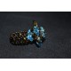 Bague cristal de Swarovski jolie fleur bronze shade et aquamarine ab2x