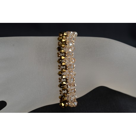 Bracelet cristal Swarovski manchette crystal dorado 2x et crystal golden shadow