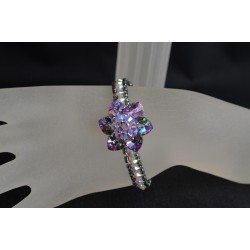 Bracelet cristal de Swarovski "jour de noce" fleur light vitrail, silver night, crystal ab2x 