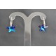 Boucles d'oreille cristal de swarovski et argent 925 étoile de mer bermuda blue 16 mm