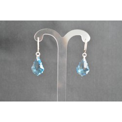 Boucles d'oreilles cristal, argent 925, goutte baroque, aquamarine