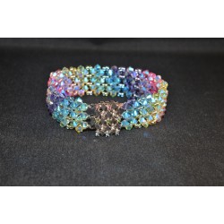 Bracelet cristal, fermoir strass, arc-en-ciel, multicolore