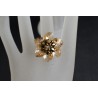Bague cristal de Swarovski jolie fleur golden shadow et crystal or 2x