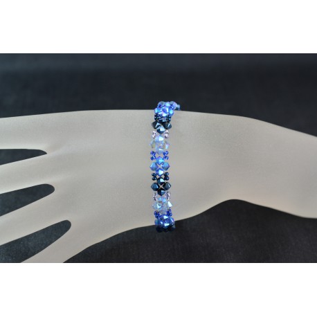 Bracelet fin cristal Swarovski trio de bleus