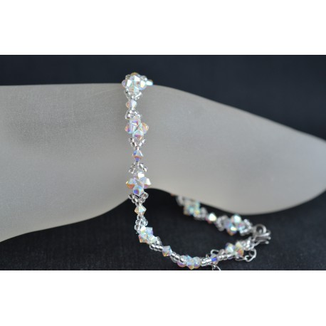 Bracelet de cheville crystal ab2x blanc scintillant