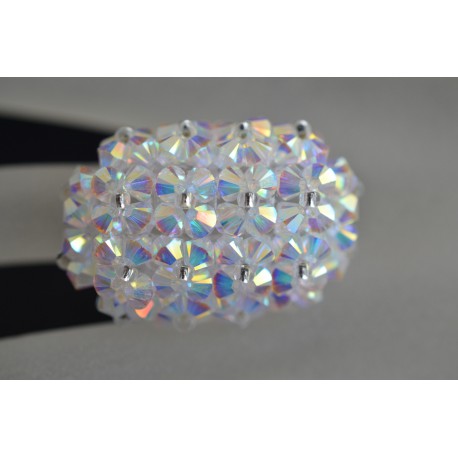 Bague cristal de  Swarovski grand hérisson allongée crystal ab2x