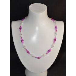 Collier en cristal, fuschia ab2x, rose, violet, crystal ab2x, blanc irisé