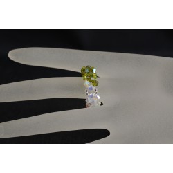 Bague, anneau en cristal, crystal ab2x, olivine ab