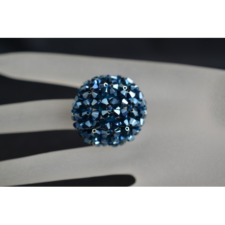 Bague boule en cristal de Swarovski metallic blue 2x