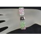 Bracelet cristal Swarovski manchette tricolore, crystal ab2x, péridote ab, rosaline ab