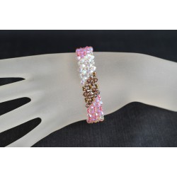 Bracelet cristal Swarovski manchette tricolore, crystal ab2x, smoked ab, rose ab2x