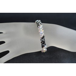 Bracelet fin cristal Swarovski Tricolore, light chrome 2x, hématite 2x, crystal ab2x