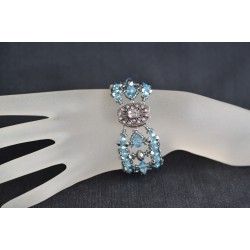 Bracelet cristal, extra large, cristal light chrome 2x, aquamarine ab2x