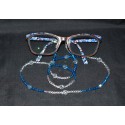 Cordon à lunette en cristal, cristal ab2x, capri blue, aquamarine