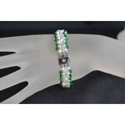Bracelet cristal, manchette, cristal ab2x, fern green 