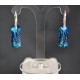Boucles d'oreilles argent 925 et Pendentif Swarovski 6925 Growing Crystal Rectangle 26 mm Crystal Bermuda Blue