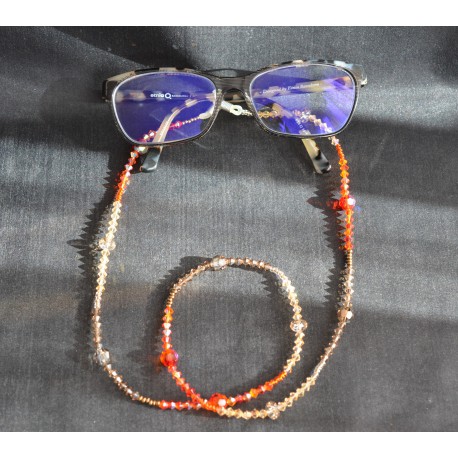 Cordon à lunettes en cristal de Swarovski aux couleurs de brun à orange
