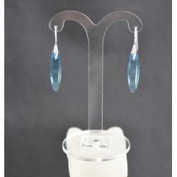 Boucles d'oreilles cristal, argent 925, Ellipse aquamarine