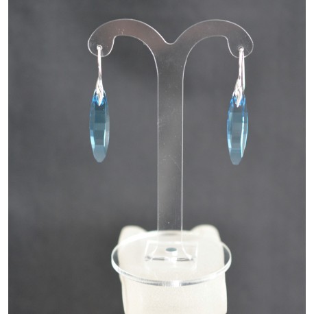 Boucles d'oreilles argent 925 et Ellipse Swarovski aquamarine....