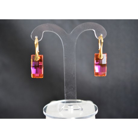 Boucles d'oreilles argent 925 et Urban Swarovski crystal astral pink