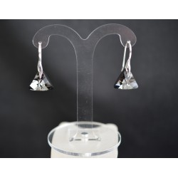 Boucles d'oreilles argent 925 et Triangle Swarovski crystal silver night