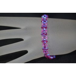 Bracelet fin cristal Swarovski fuschia ab2x avec fermoir ressort